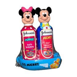 Vintage 1995 Disney Johnson’s Mickey & Minnie Bath Bubbles Set w/ Bath Boat