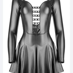 Blk Noir Handmade Wetlook Mini Dress XL