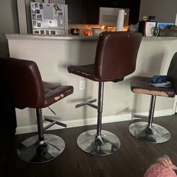 Brown leather Bar Stools