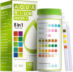 AAwipes Aquarium Ammonia Test Strips 8-in-1 |100 Strips | Quick & Accurate Water Testing for Freshwater & Saltwater Tanks -Test pH, Sodium Chloride, A