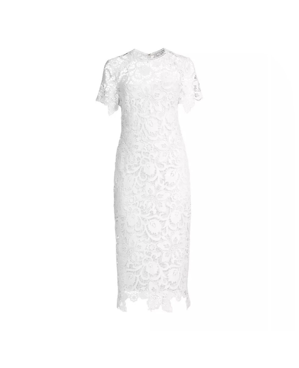 Shoshanna Modest White Lace Midi Dress