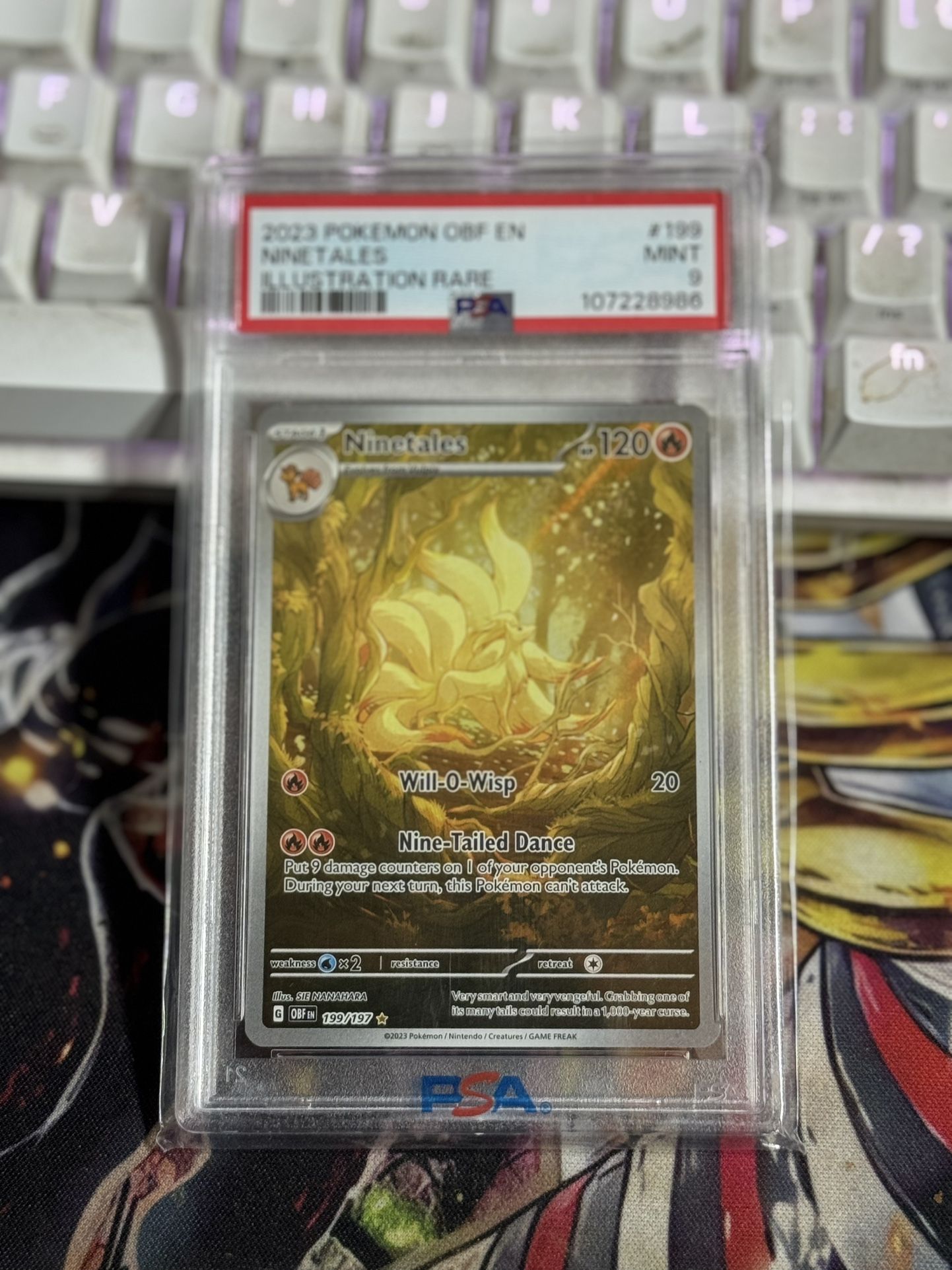 2023 Pokemon Ninetales 199/197 Illustration Rare Obsidian Flames PSA 9