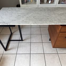CB2 Fullerton Mid Century Modern Top Marble Desk.