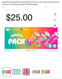 **New-Alani Nu Energy Drink Variety Pack 12 fl oz Cans, 18 Count Assorted Flavors Low Calorie Sugar Free Beverage!  Expiration date 9/2027