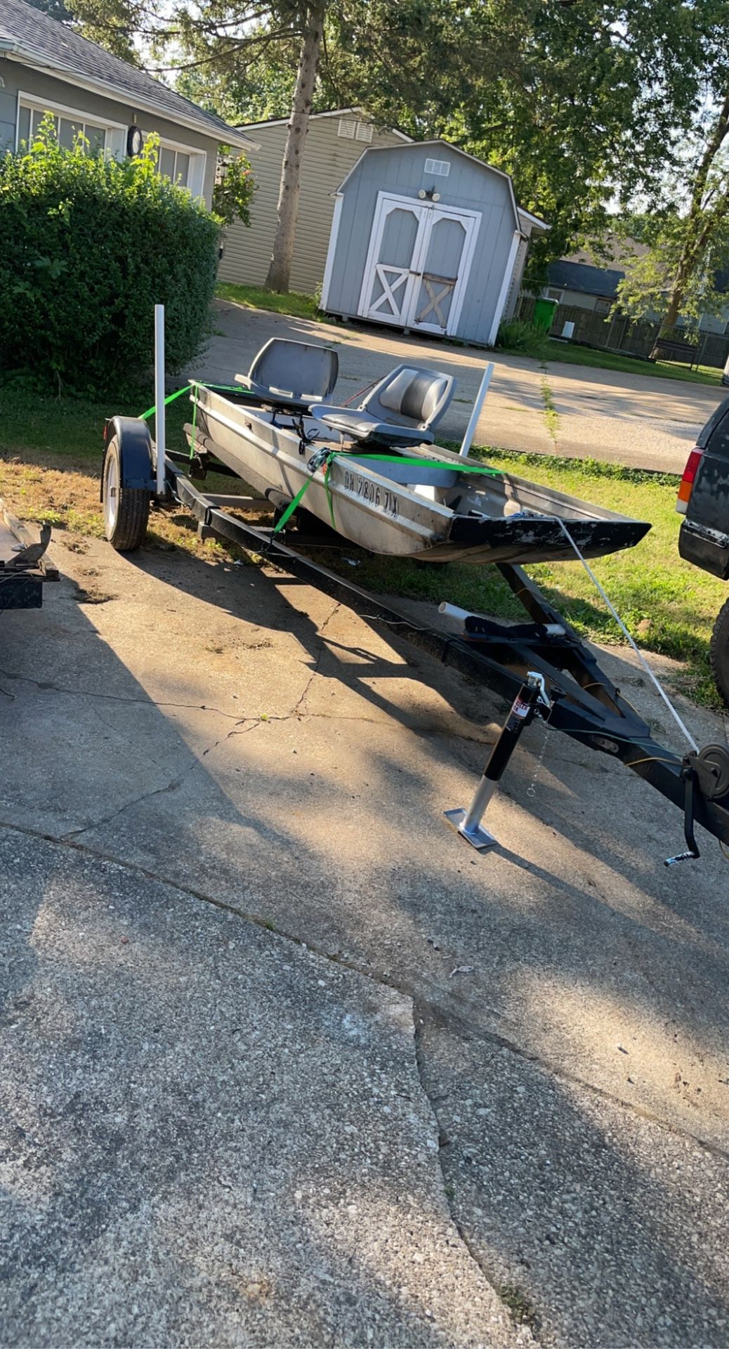 12’ Aluminum Flat Bottom Boat AND TRAILER….. Ready To Fish