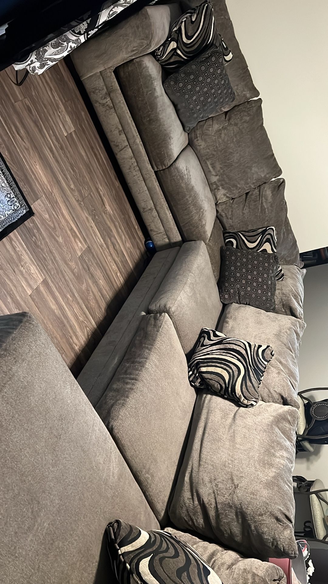 Grey Plush Sectional