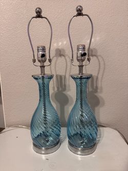 Blue glass lamp set