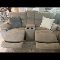 Reclining love seat with lumbar support