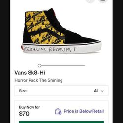Vans X The Shining Shoes Size 11