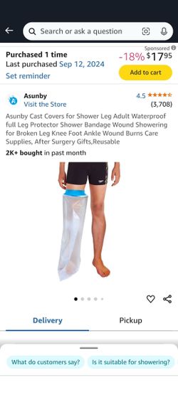 Asunby Adult Long Leg Cast Cover Waterproof Shower Protector-NEW Info 👇