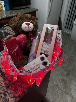 Bear Plushy Basket For Valentines Day