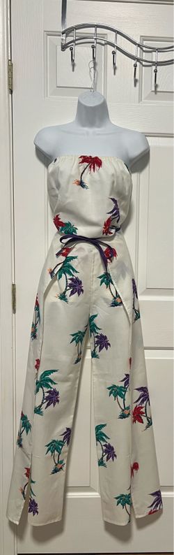 Vintage Collectible 1980 Custom Made Hawaiian Print Top and Wrap Around Pants Size Small