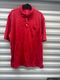 Lands' End Red Solid Traditional Fit Polo Short Sleeve Pocket Cotton Men’s M