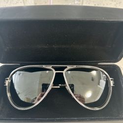 MUST GO-Brand New Authentic Versace Sunglasses - NEVER WORN– Silver Aviator with Crystal Trim