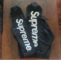 Supreme Satin Appliqué Hoodie and Sweatpants Set black – Size M