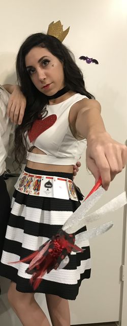 Queen of Hearts Halloween Outfit includes skirt, removable card belt and wand