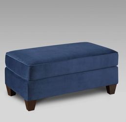 Navy Blue Upholstered Ottoman