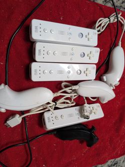 Nintendo Wii nunchucks lots and authentic Wii controllers 1 set for $15 each 
1 controller and 1 nunchuck $15
Testing in front of you