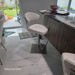 Bar Stool Stainless And White Faux Leather