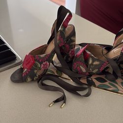 Top Shop Beautiful embroidered shoes with ankle ribbon.