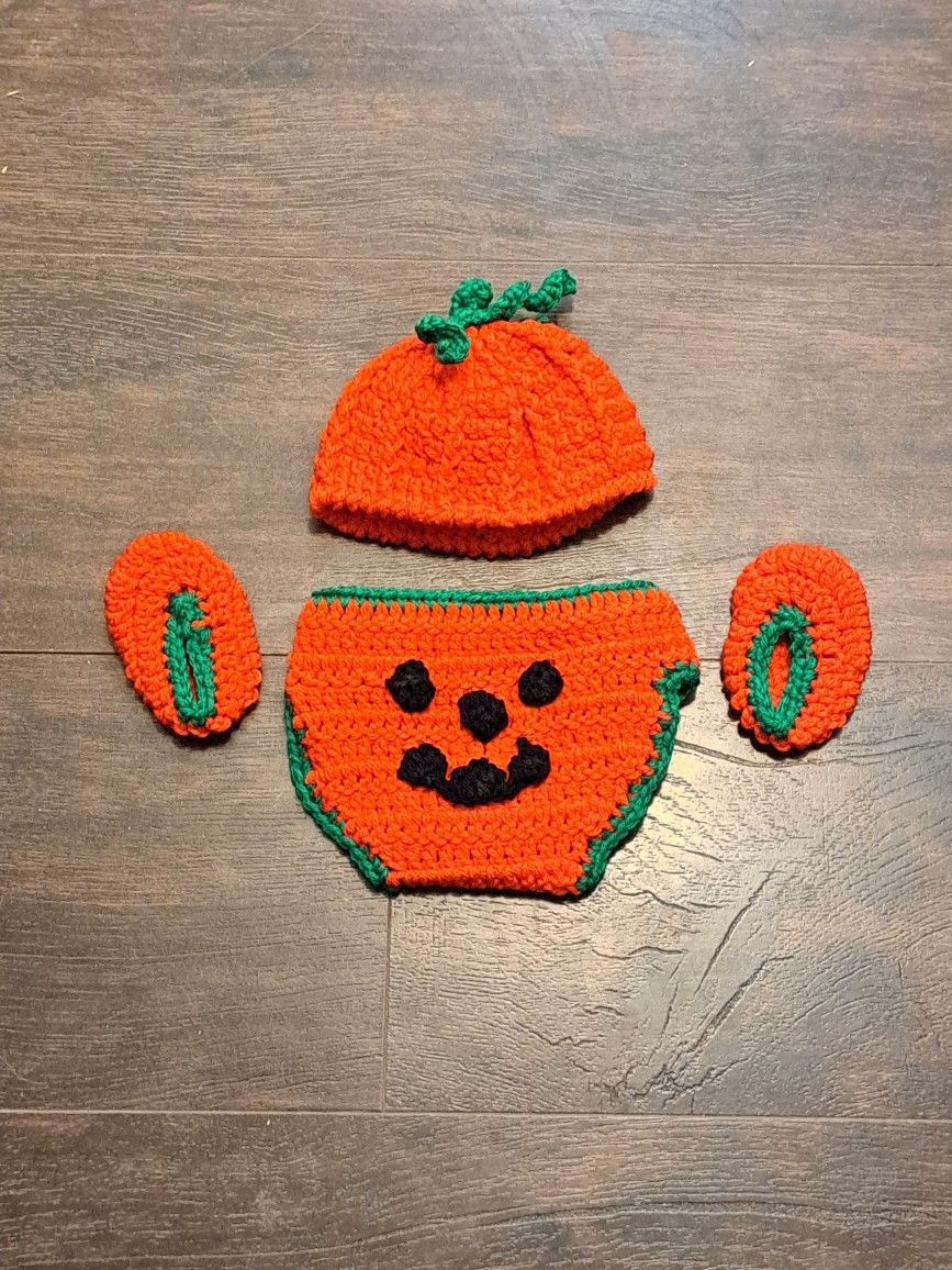 Pumpkin Diaper Cover Set Photo Prop Newborn