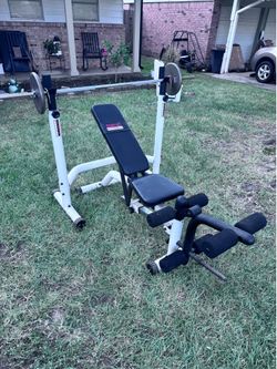 Bench set and weights “workout” “Fitness”