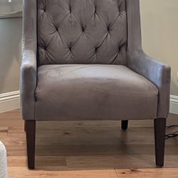 Vintage Style Wide Accent Chair - grey blue 