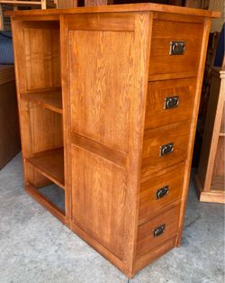 Solid Wood 5 Drawer Bookcase Storage and Display Dresser Chest Of Drawers