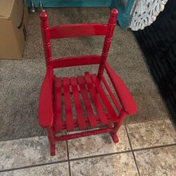 Red Wooden Children's Rocking Chair
