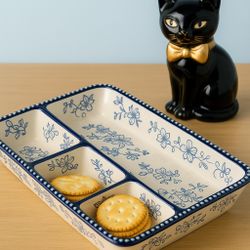 Temp-tations By Tara China 2010s 2 Floral Lace Divided Serving Trays, 12x8”