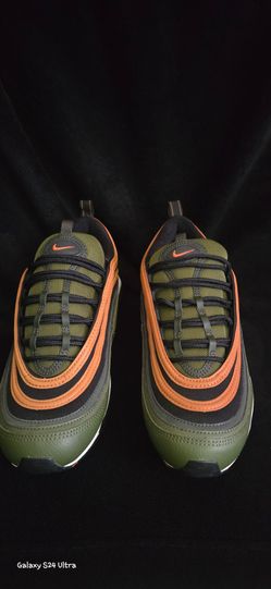 Nike Air Max 97 Olive Green Orange Sneakers size 9.5