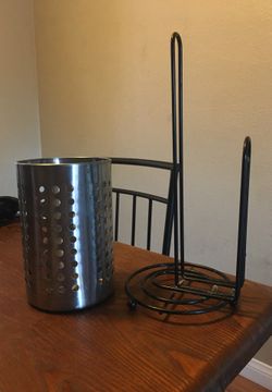 Utensil holder and paper towel holder