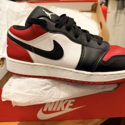 Nike Air Jordan 1 Low Grade School White/Black-Varsity Red-White- Size 6Y