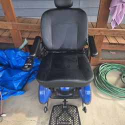 Jazzy ELITE Motorized Wheelchair. Blue specifications for wheelchair are length 42.5in  Width 24.25in. $600 FIRM