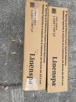 Brand new in box Linenspa 8 Inch Memory Foam and Spring Hybrid Mattress - Medium Firm Feel - Bed in a Box - Quality Comfort and Adaptive Support - Bre