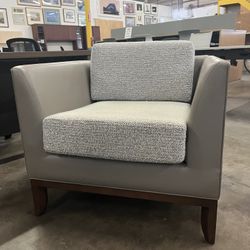 Tan Leather/Fabric Club Chair