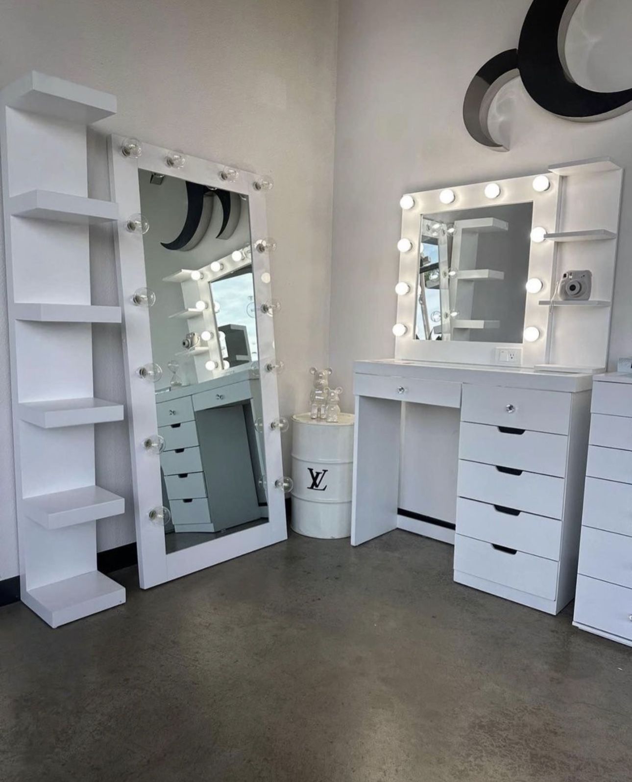Vanity Table & LED Mirror / Tower Shelf & Body Mirror