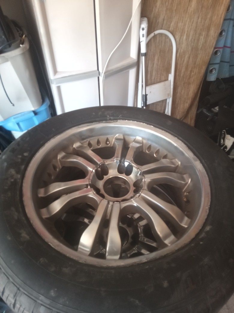 20" Chrome Rims & Tires One Flat