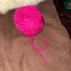 pink wool yarn skein