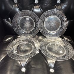 4x 8.5” Cut Crystal Plates Vintage/ Antique