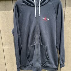 Air Jordan Full Zip Long Sleeve Hooded Hoodie Black Sweatshirt Size 2XL XXL