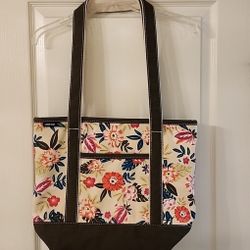 NWOT Lands' End Floral Canvas Tote With Matching Wristlet Pouch