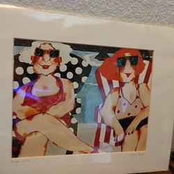 SURFER GIRLS SIGNED PRINT 14" x 11" WITH THE MAT