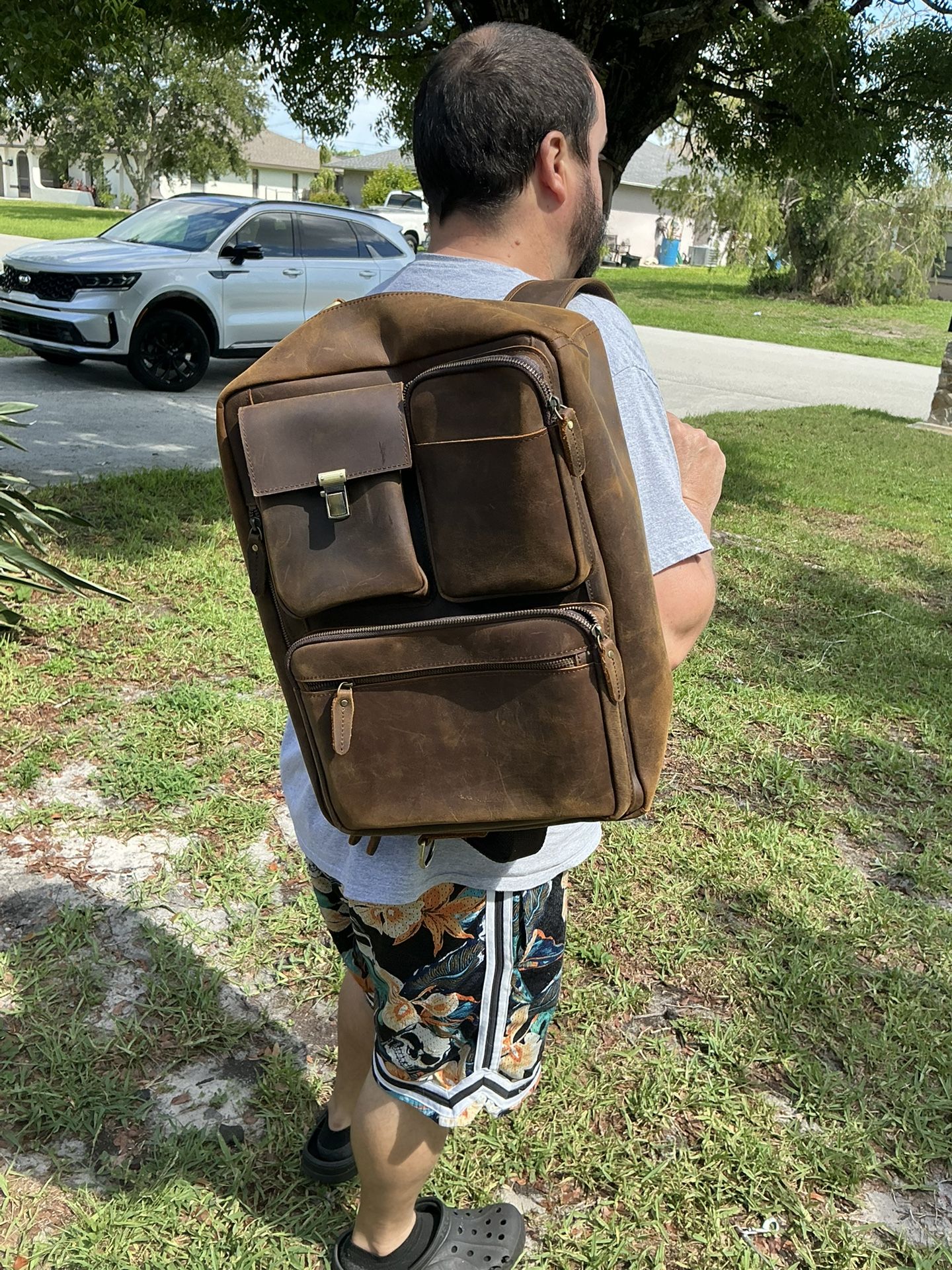 Raw Buffalo Leather Backpack