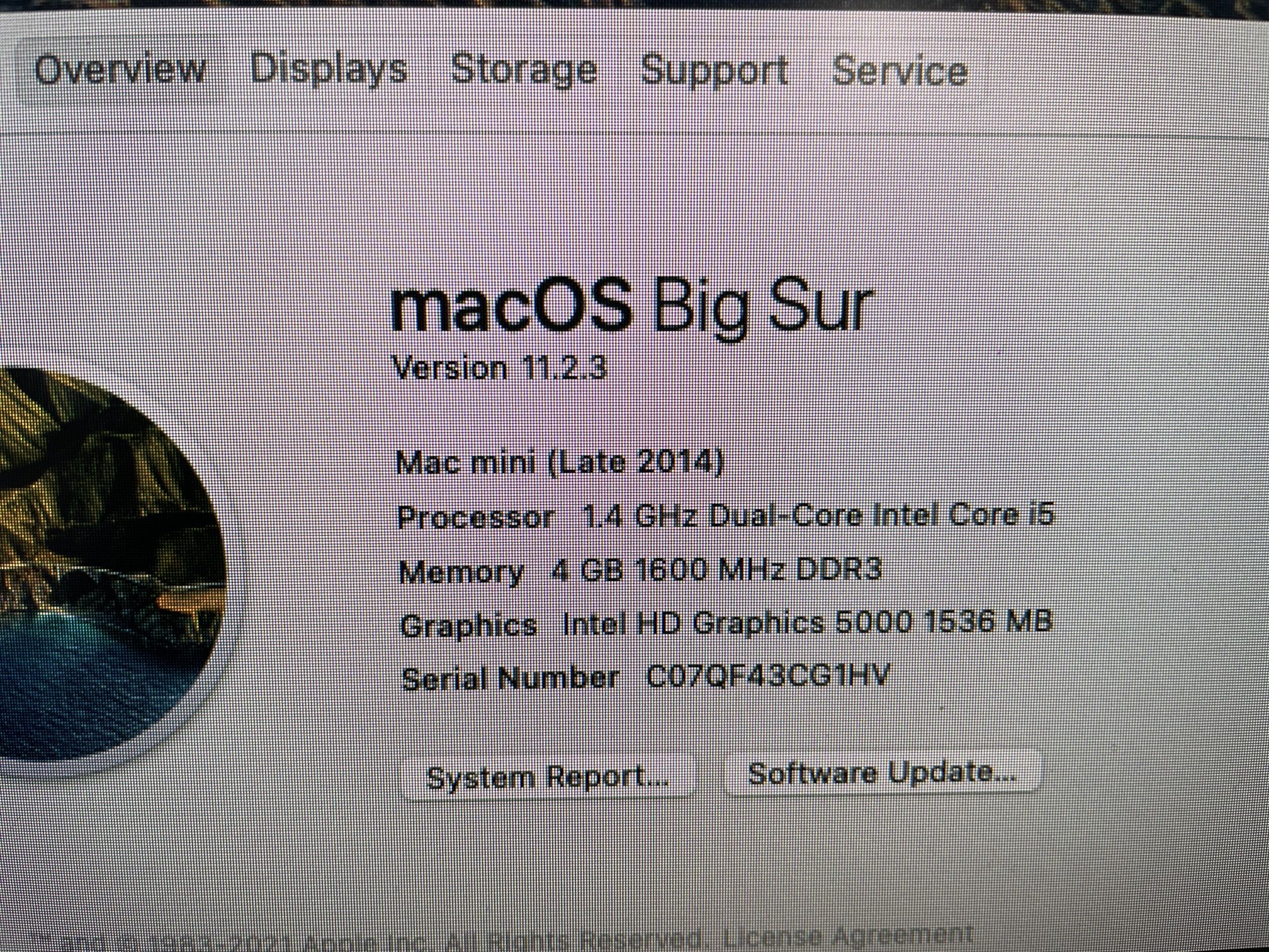Apple Mac Mini 2014 Core i5 256SSD!! Osx 11 Big Sur - Technical View
