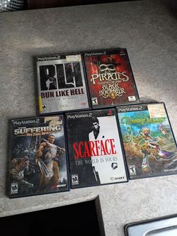 5 ps2 video games 1 PS1 memory card 1 ps2 memory card
