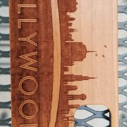 Hollywood Skyline design laser engraved wood case for iPhone and Samsung Galaxy