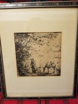 Vintage 15"x18.5 " matted framed print.