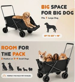 Folding Dog Wagon for Large Dogs with Extendable Rear - New down from $180