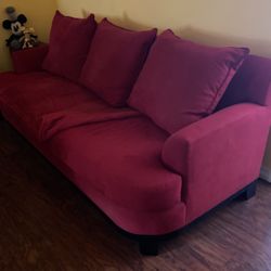 Nice, Comfortable, Velvety Red Couch